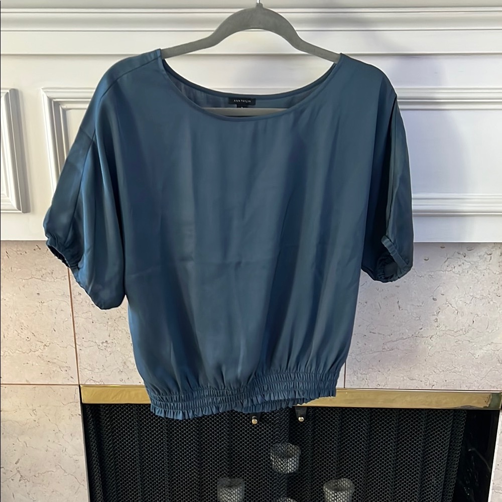 Ann Taylor Blue Satin Blouse
